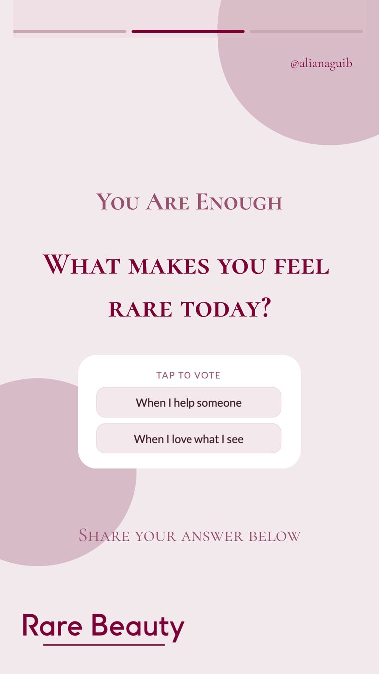 Instagram story poll asking What makes you feel rare today?